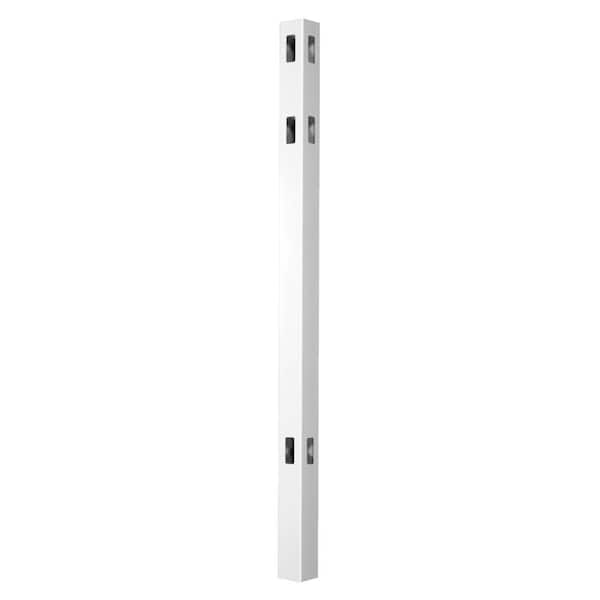 Veranda Pro Series 4 in. x 4 in. x 8 ft. White Vinyl Lafayette Spaced Picket Routed Corner Fence Post