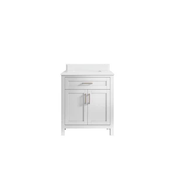 Willow Collections Cambridge 30 in. W x 22 in. D x 36 in. H Bath Vanity in White with Cove Edge White Quartz Top