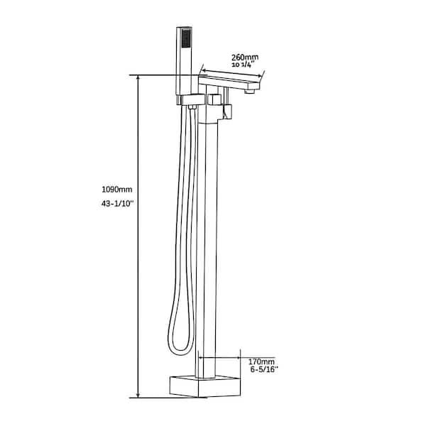 1-Handle 90 Degrees Freestanding Bathtub Faucet with Hand Shower Head in Oil Rubbed Bronze