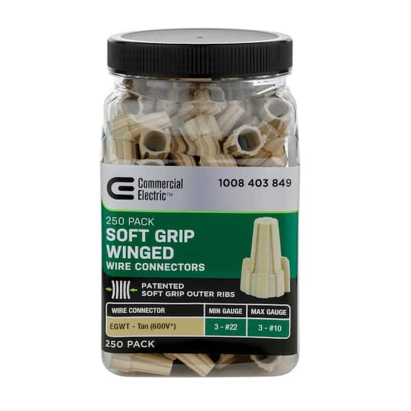 Commercial Electric Soft Grip Winged Wire Connector Tan (250-Pack) EGWT-250  - The Home Depot