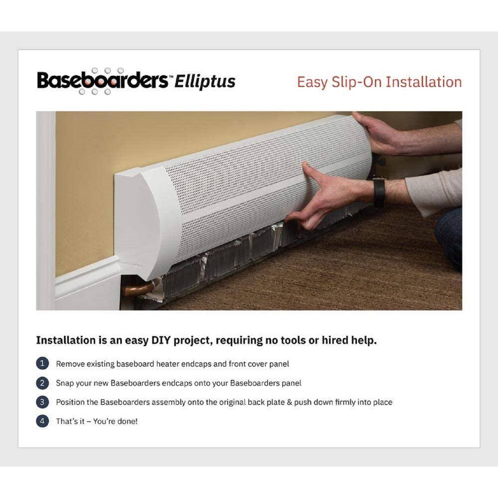 Elliptus White Galvanized Steel Slip-On Baseboard Heater Cover Set