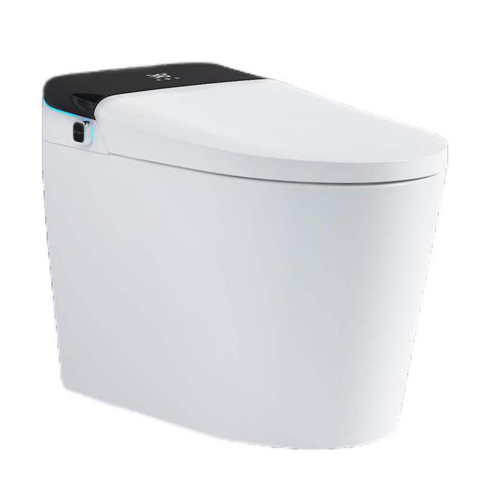 Electric Battery Bidet Seat for Elongated Toilets in White with Auto ...