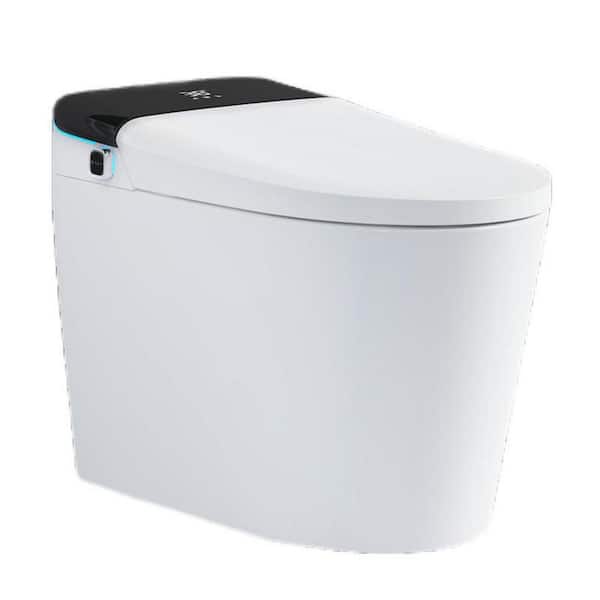 Unbranded Electric Battery Bidet Seat for Elongated Toilets in White with Auto Flush, Heated Seat, Warm Air Drying, Remote Control