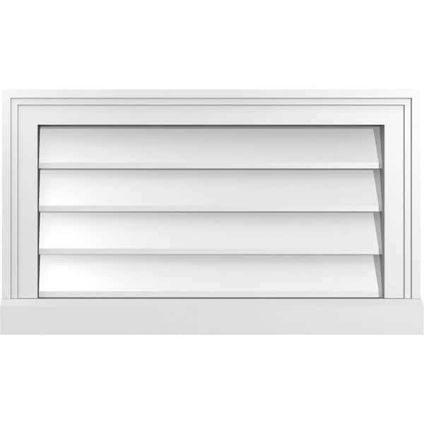 Ekena Millwork 24 in. x 14 in. Vertical Surface Mount PVC Gable Vent: Decorative with Brickmould Sill Frame
