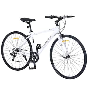 28 in. Bike with 7 Speed Hybrid and Aluminum Alloy Frame C-Brake 700C for Men and Women's in White