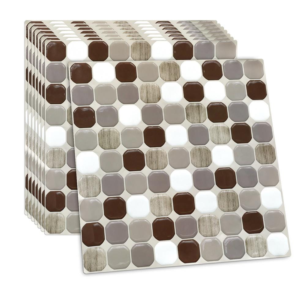 Multi 12 in. x 12 in. x 0.04 in. Vinyl Peel and Stick Backsplash Tile for K
