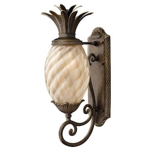 Plantation 1-Light Pearl Bronze Hardwired Outdoor Wall Lantern Sconce