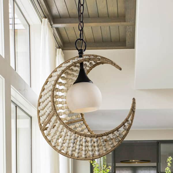 luna wooden beaded chandelier pendant light