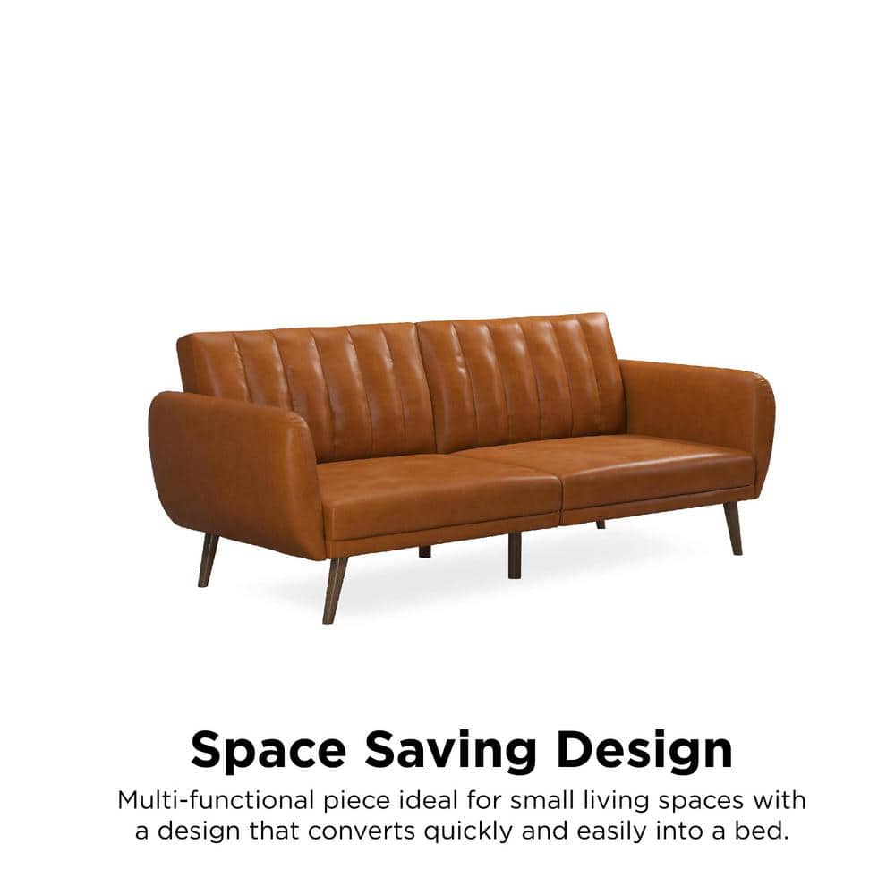 Brittany Camel Faux Leather Convertible Sleeper Sofa