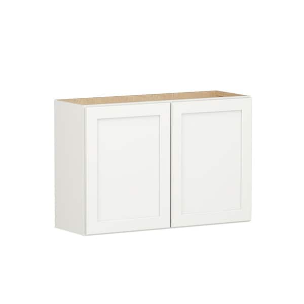 Shaker Full Overlay 36 in. W. x 12 in. D x 24 in. H Plywood Assembled Wall Kitchen Cabinet in Linen White