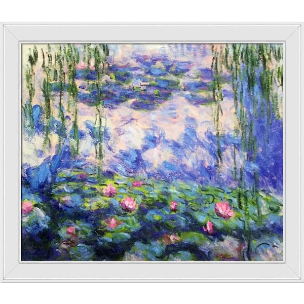 LA PASTICHE Water Lilies Detailed View by Claude Monet Galerie White Framed Nature Oil Painting Art Print 24 in. x 28 in.