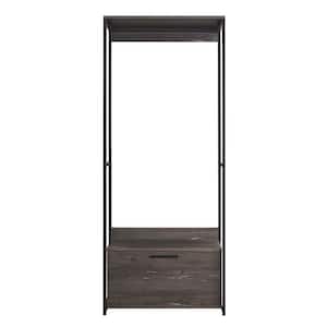 Monica 32 in. W Rustic Gray Wood Closet System Walk-in Closet with 1-Drawer
