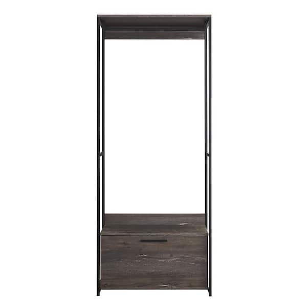 Klair Living Monica-F Monica 32 in. W Rustic Gray Wood Closet System Walk-in Closet with 1-Drawer - 1