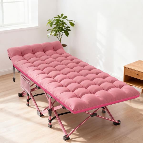 28 in. W Heavy Duty Outdoor Camping Bed with Soft Detachable Mattress Pad Outdoor Patio Use