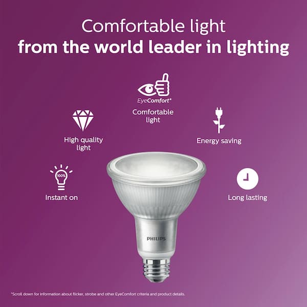 75-Watt Equivalent PAR30L Reflector Dimmable LED Flood Light Bulb with Warm Glow Dimming Effect Bright White (3000K)