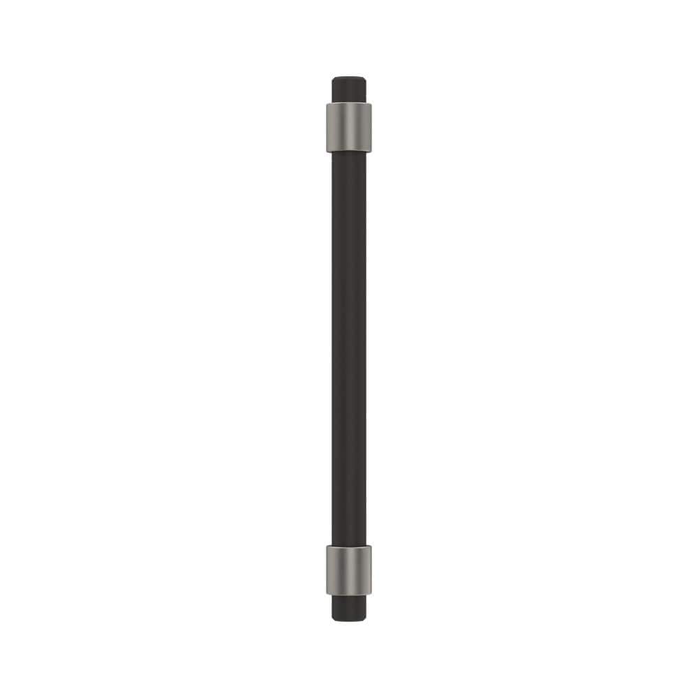 Matte Black and Satin Nickel Modern Bar Pull with Mounting Hardware
