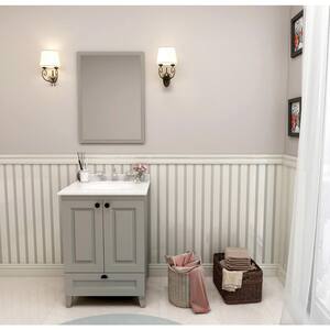 24 in. W x 21 in. D x 35 in. H Metal Bathroom Vanity in Gray with Iced White Engineered Marble Top with White Sink