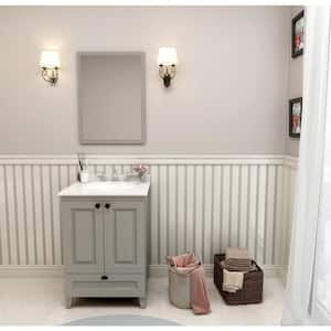 24 in. W x 21 in. D x 35 in. H Metal Bathroom Vanity in Gray with Iced White Engineered Marble Top with White Sink