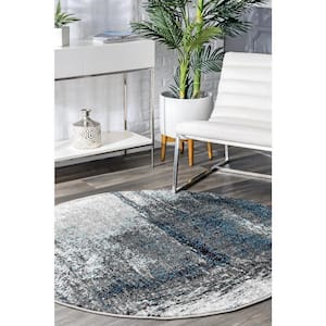 Noreen Abstract Gray 5' Round Rug