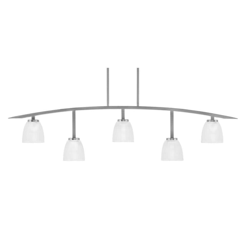 Siena 51.25 in. 5-Light Graphite Chandelier with 5 in. Clear Ribbed Glass S