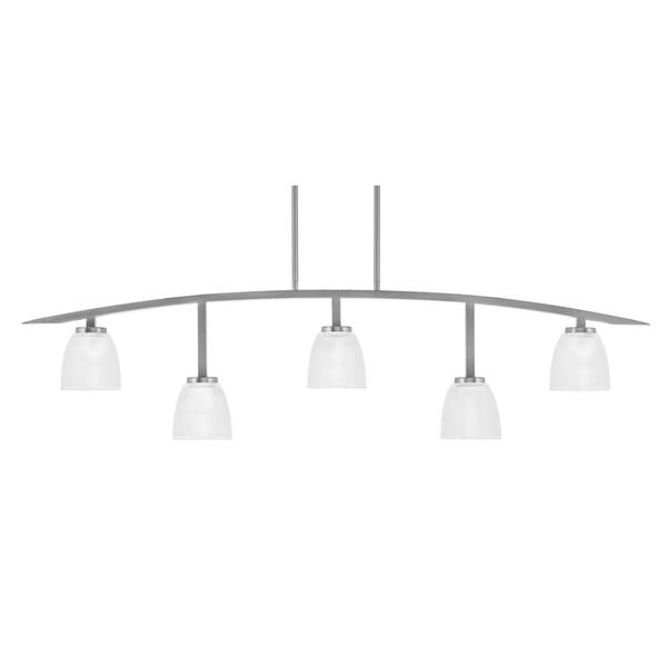 Unbranded Siena 51.25 in. 5-Light Graphite Chandelier with 5 in. Clear Ribbed Glass Shades, no bulbs included
