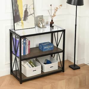 Honourable 31.5 in. H Clear Glass Top 3-Shelf Etagere Bookcase
