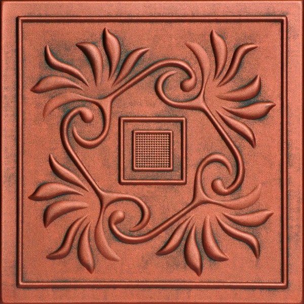 A La Maison Ceilings Cockatoos Copper Patina 1.6 ft. x 1.6 ft. Decorative Foam Glue Up Ceiling Tile (21.6 sq. ft./Case)
