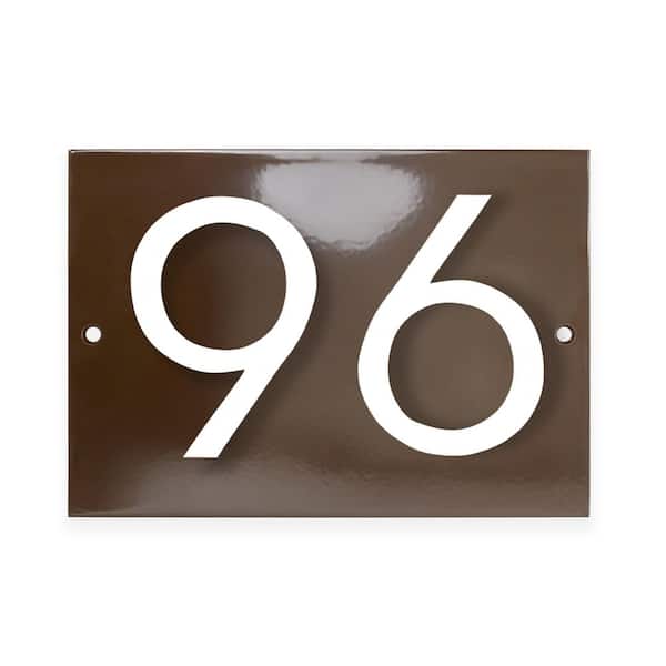Horizontal Floating Modern Address Plaque (4 in. Numbers-2 Characters)-Roman Bronze/White