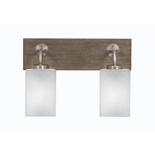 Unbranded Kirby 16 in. 2-Light Graphite and Painted Distressed Wood-look Metal Vanity Light