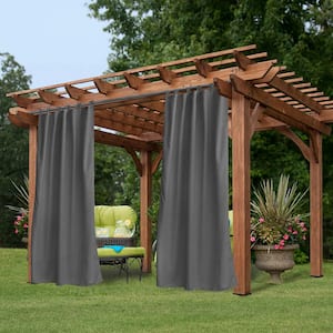 Dark Gray Polyester Solid 50 in. W x 84 in. L Thermal Tab Top Outdoor Blackout Curtain