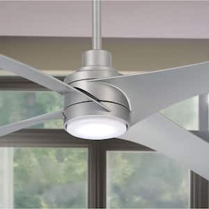 Swept 56 in. Integrated LED Indoor Silver Ceiling Fan with Light with Remote Control