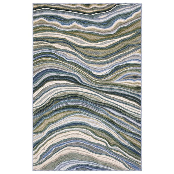 Talon 5 ft. x 8 ft. Green/Blue Abstract Area Rug