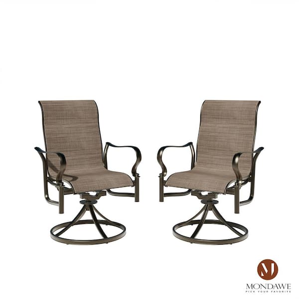Bronze Outdoor Cast Aluminum Swivel Rocking Chair with Textilene Seat and High Back (Set of 2)