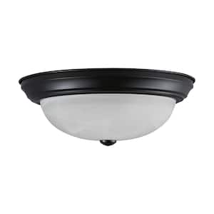 15 in. 3-Light ORB Transitional Flush Mount with Frosted Glass Shade and No Bulbs Included (1-Pack)