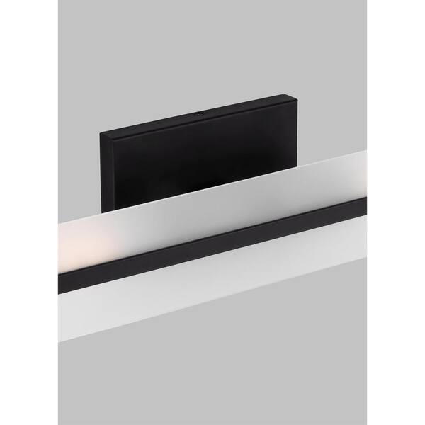 Generation Lighting - Studio Dex 17.875 in., Small 2-Light Midnight Black Vanity Light with LED Bulbs and Satin Etched Glass Shade