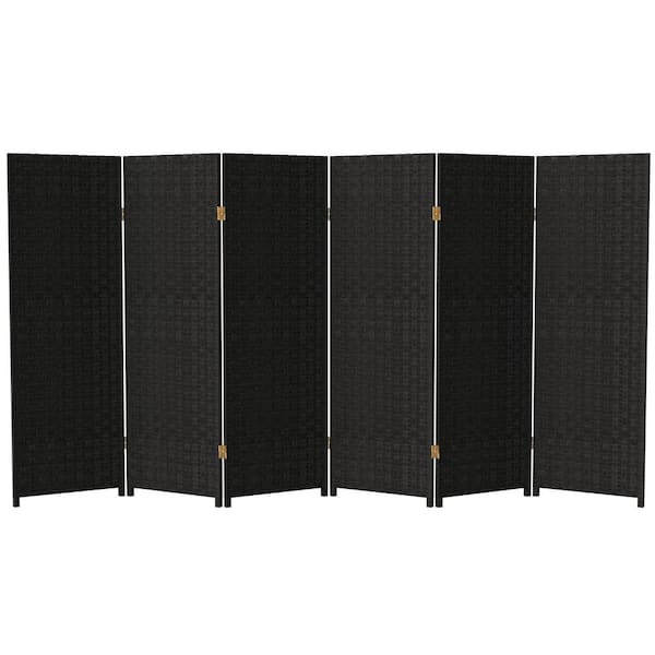 RED LANTERN Woven Fiber 48 in. Black 6-Panel Room Divider SS4FIBER