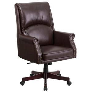 Hansel Faux Leather High Back Ergonomic Executive Chair in Brown with Arms