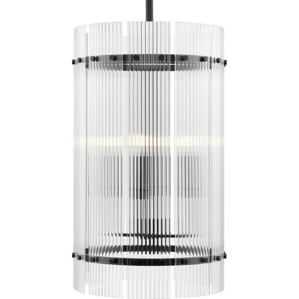 Seville Matte Black and Gold Glass 4-Light Chandelier