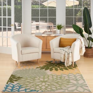 Aloha Green multi-color 6 ft. x 9 ft. Floral Contemporary Indoor/Outdoor Area Rug