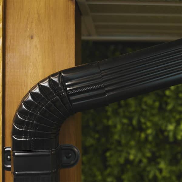 Balacoo 4-Pack Gutter Downspout Straps – Aluminum Alloy Black Straps For Rain Gutter Attachment, Secure Hold For Downspouts, Easy Installation (17.6cm X 7cm)