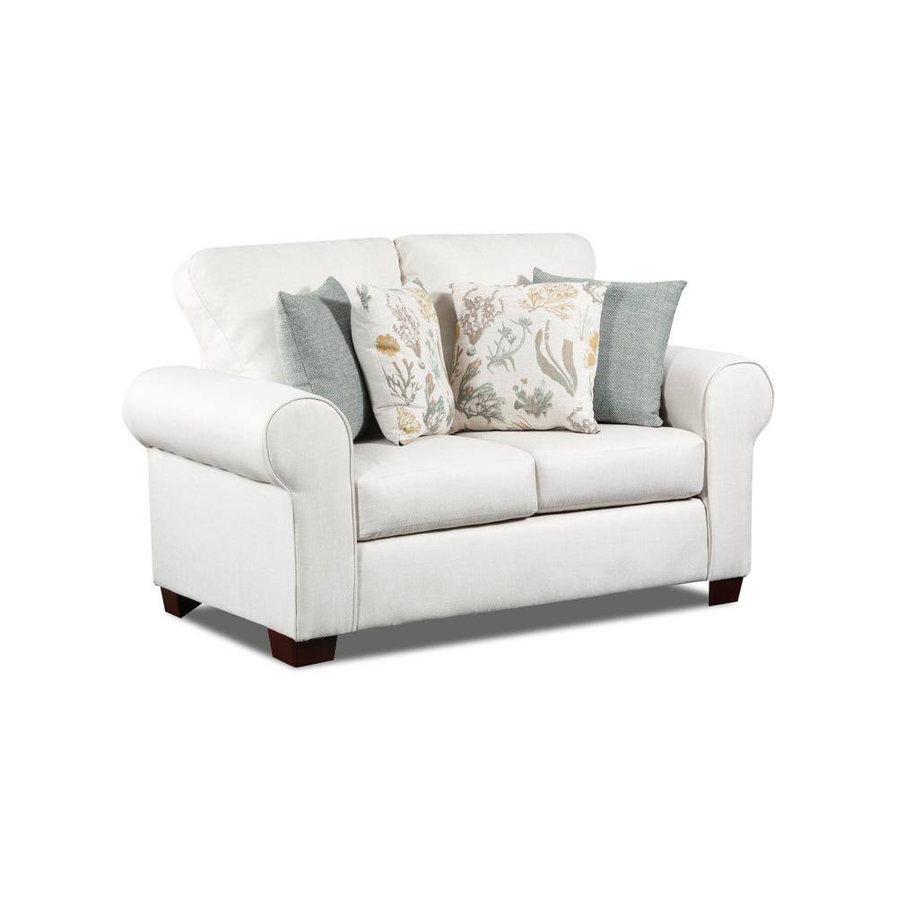 American Furniture Classics Beaujardin 67 in. Cream Washed Tweed Polyester 2Seats Loveseat with