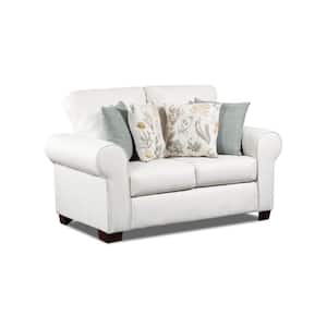 Beaujardin 67 in. Cream Washed Tweed Polyester 2-Seats Loveseat with 4-Decorative Throw Pillows