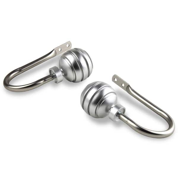 Poise Decorative Satin Nickel Steel Hook Curtain Holdback (Set of 2)