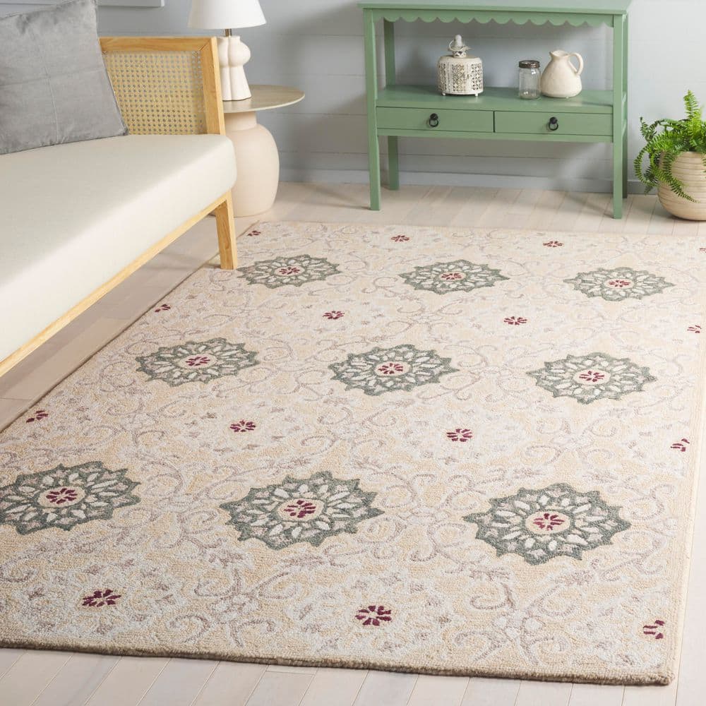 Metro 6 ft. x 9 ft. Beige/Ivory Transitional Floral Medallion Repeat Area Rug price history on PriceWatchPro