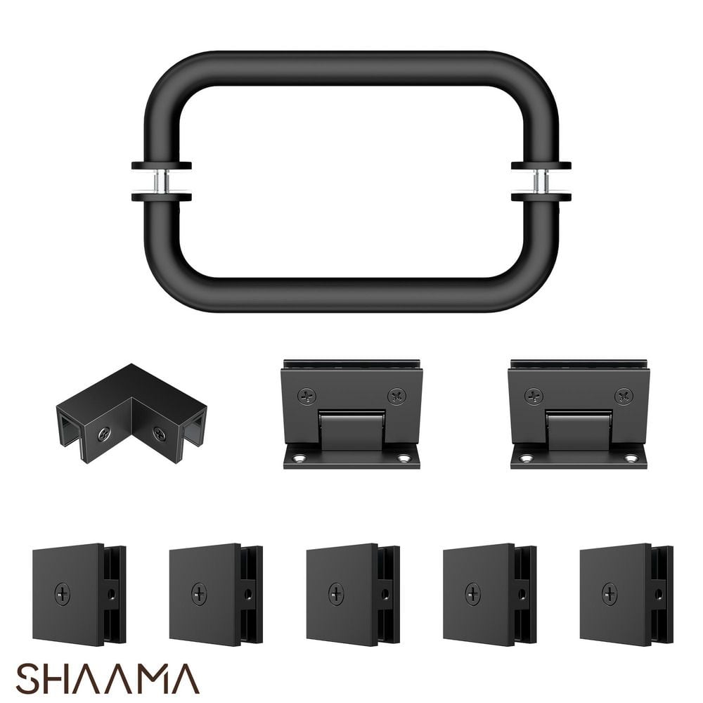 28-32 in. W Corner Shower Door Hardware Pack in Matte Black Includes Corner Clamp, 2 Hinges, 5 Clamps, Handle(1-Pair) price history on PriceWatchPro