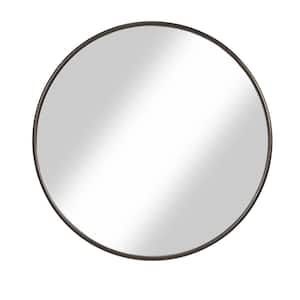 Small Round Bronze And Silver Modern Mirror (1 in. H x 30 in. W)
