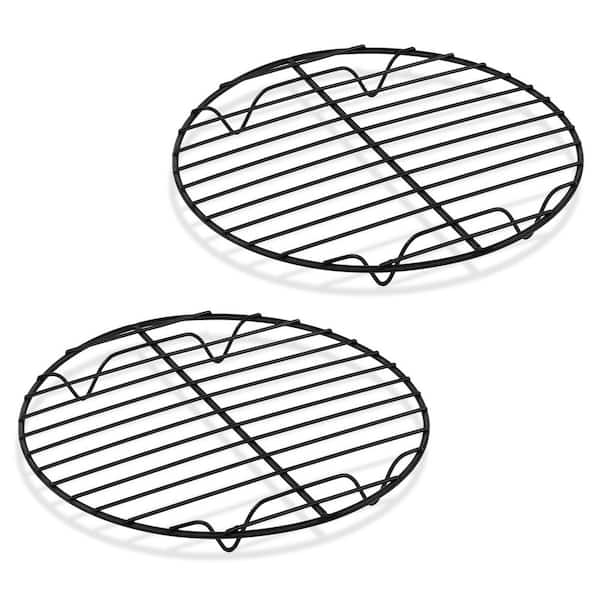 Round Stainless Steel Nonstick Black Cooling Rack Set for Baking Cooking Roasting Air Fryer Oven 2 pcs