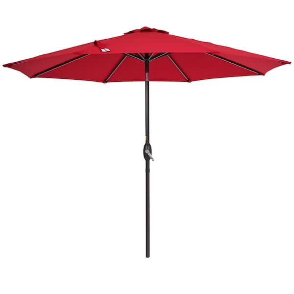 JOYESERY 9 ft. Market Aluminum Pole Patio Umbrellas with Tilt Button in Venetian Red
