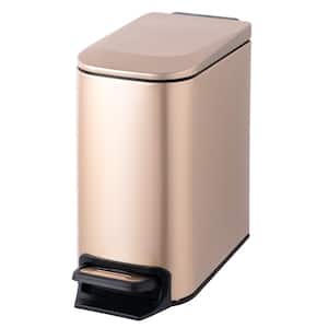 1.6 gal. Champagne Gold Metal Household Trash Can with Removable Inner Bucket