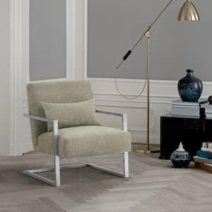 Armen in Gray Linen and Steel Living Skyline Modern Accent Chair